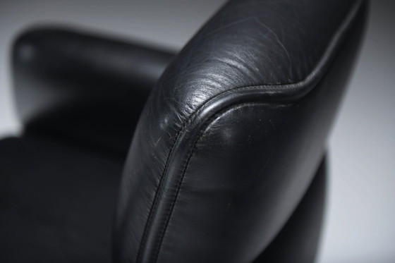 Image 1 of Rare Vintage Office Chair In Black Leather By Otto Zapf For Knoll International