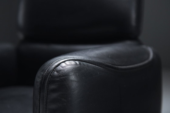 Image 1 of Rare Vintage Office Chair In Black Leather By Otto Zapf For Knoll International