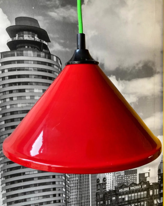 Image 1 of Red metal lampshade