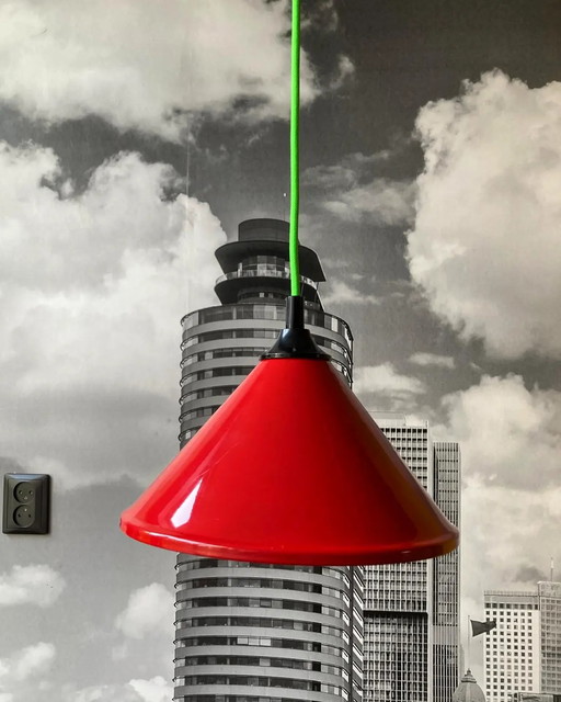 Red metal lampshade