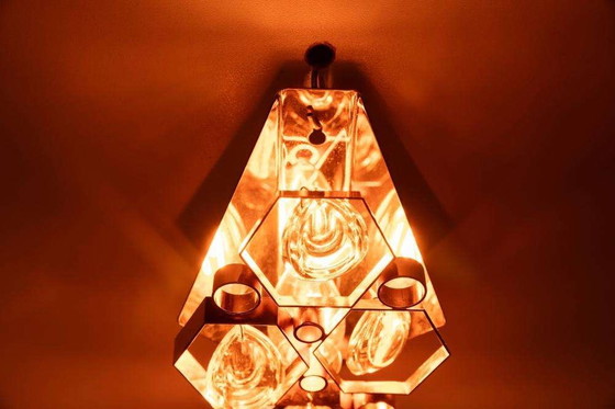 Image 1 of Lampada da parete vintage in ottone e cristallo anni '60, lampada in ottone Regency