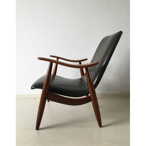 Image 1 of Webe lounge chair in wood and green leatherette, Louis VAN TEEFFELEN - 1960s