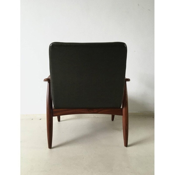 Image 1 of Webe lounge chair in wood and green leatherette, Louis VAN TEEFFELEN - 1960s