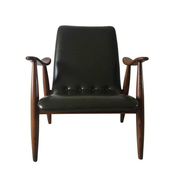 Image 1 of Webe lounge chair in wood and green leatherette, Louis VAN TEEFFELEN - 1960s