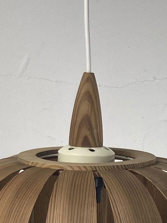 Image 1 of Ufo Mushroom Pendant Lamp In Wood Veneer, 1970S