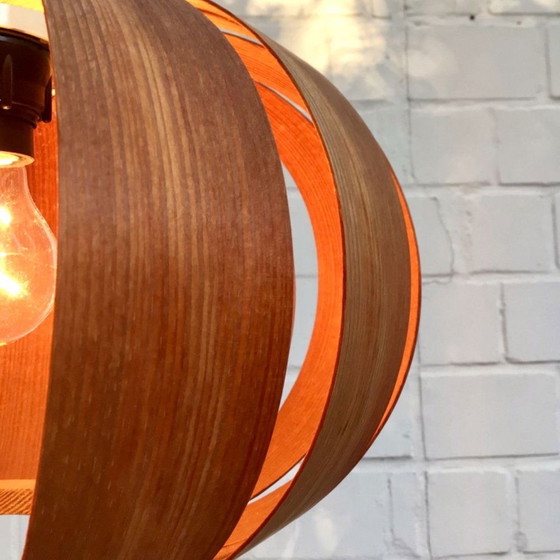 Image 1 of Ufo Mushroom Pendant Lamp In Wood Veneer, 1970S