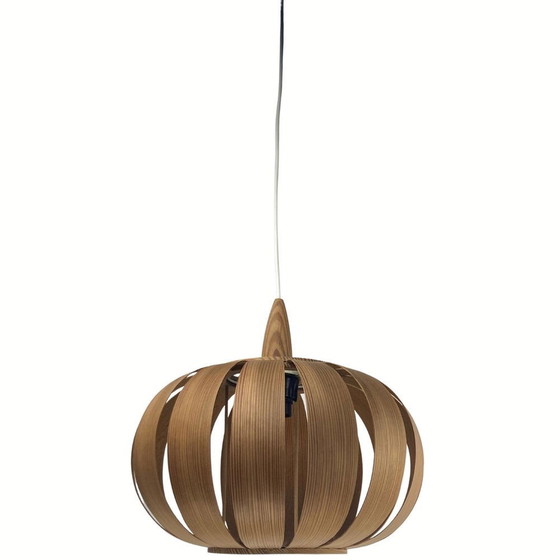 Image 1 of Ufo Mushroom Pendant Lamp In Wood Veneer, 1970S