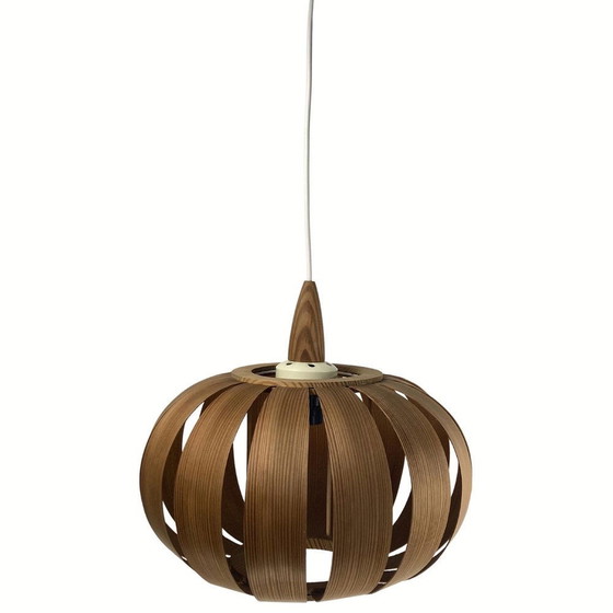 Image 1 of Ufo Mushroom Pendant Lamp In Wood Veneer, 1970S