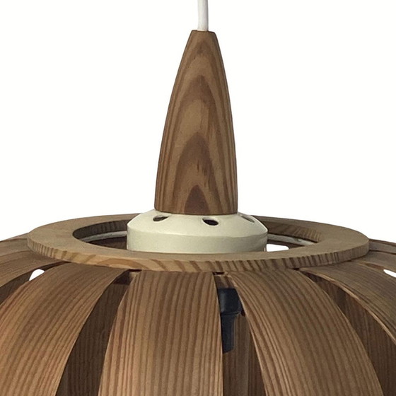 Image 1 of Ufo Mushroom Pendant Lamp In Wood Veneer, 1970S