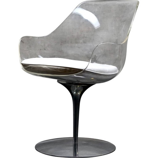Vintage champagne chair in acrylic glass and aluminum by Estelle and Erwin Laverne, 1970