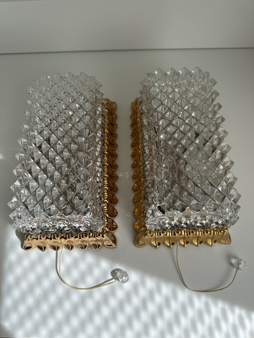 2x lampe murale en cristal Or verrerie Limbourg