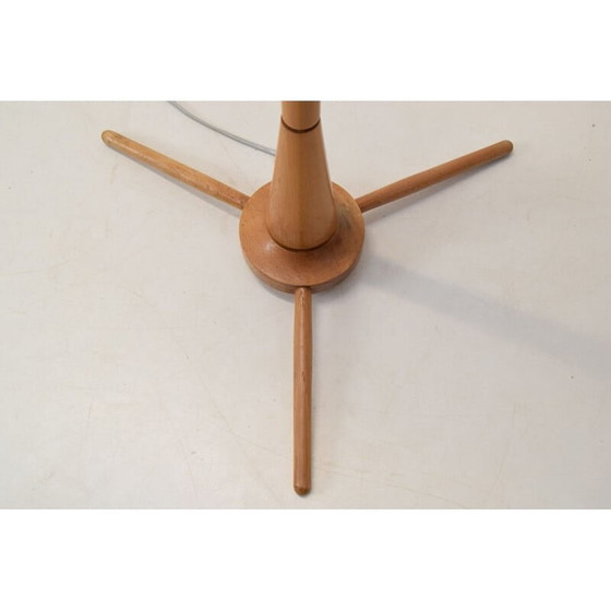 Image 1 of Lampada da terra vintage in vetro e legno di Uluv, Cecoslovacchia, 1950