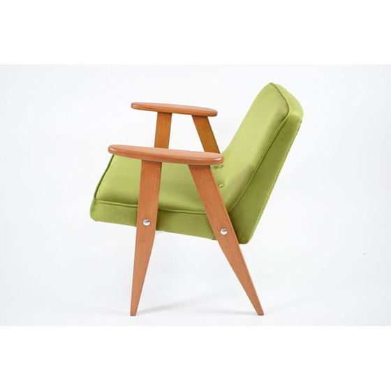 Image 1 of Vintage green velvet armchair 366 by J. Chierowski 1960s 