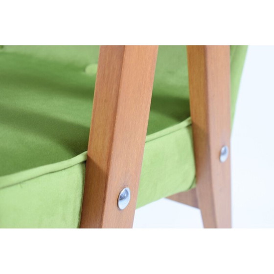 Image 1 of Vintage green velvet armchair 366 by J. Chierowski 1960s 