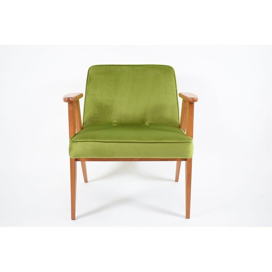 Image 1 of Vintage green velvet armchair 366 by J. Chierowski 1960s 