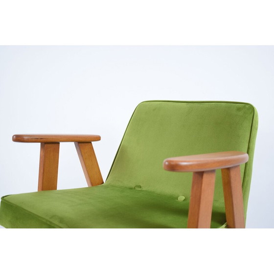 Image 1 of Vintage green velvet armchair 366 by J. Chierowski 1960s 