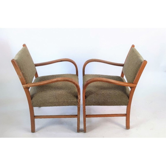 Image 1 of Par de sillones alemanes de mediados de siglo en color caqui, década de 1950