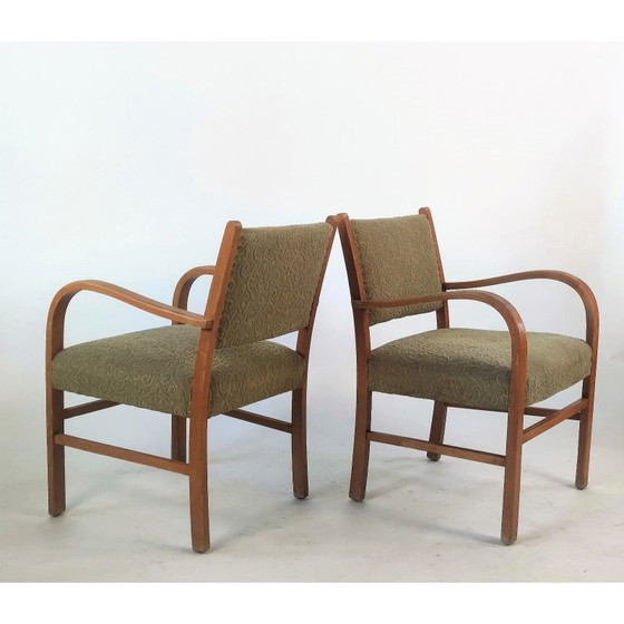 Image 1 of Par de sillones alemanes de mediados de siglo en color caqui, década de 1950