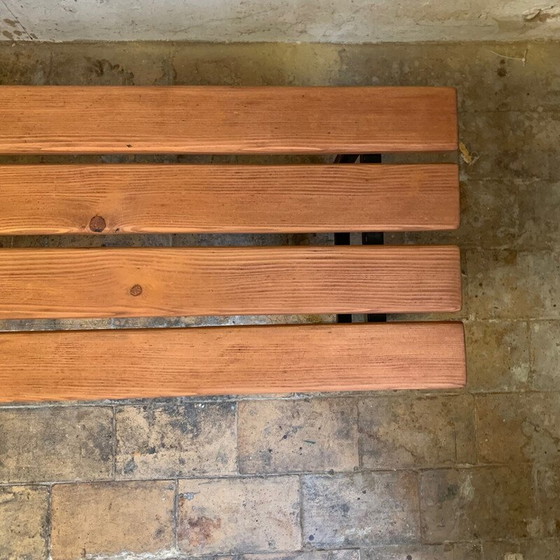 Image 1 of Vintage bench in black lacquered metal and solid wood, 1960