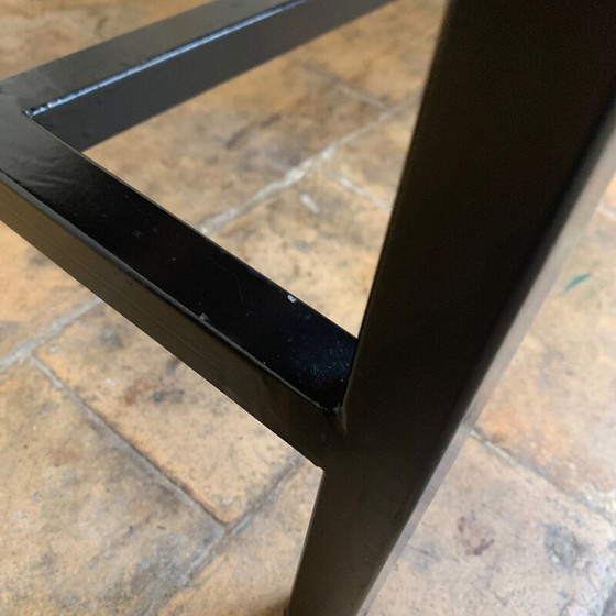 Image 1 of Vintage bench in black lacquered metal and solid wood, 1960