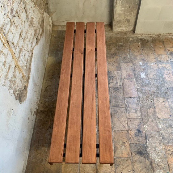 Image 1 of Vintage bench in black lacquered metal and solid wood, 1960