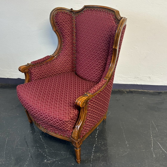 Image 1 of Antique wing chair new upholstered around 1910