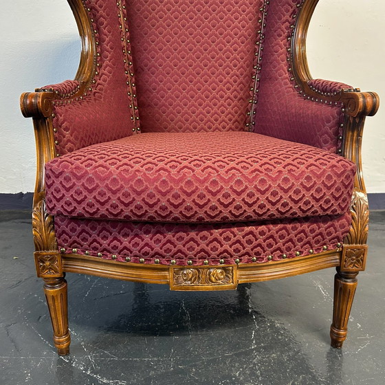 Image 1 of Antique wing chair new upholstered around 1910