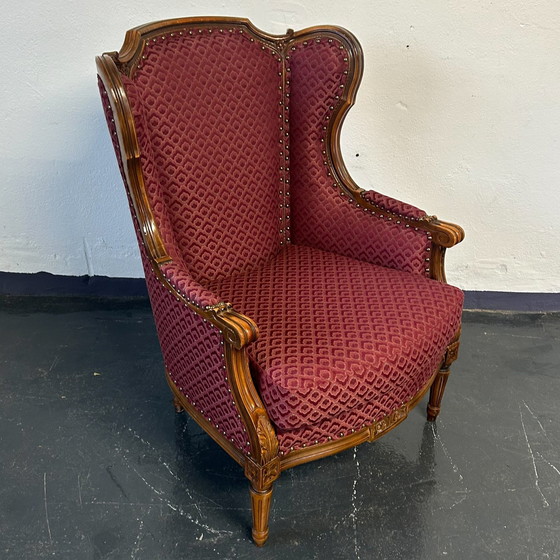 Image 1 of Antique wing chair new upholstered around 1910