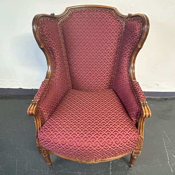 Image 1 of Antique wing chair new upholstered around 1910