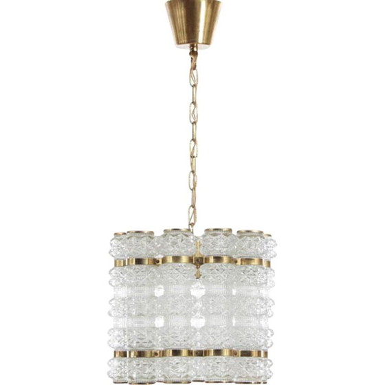 Image 1 of Vintage Scandinavian pendant lamp in crystal by Carl Fagerlund - 1960s