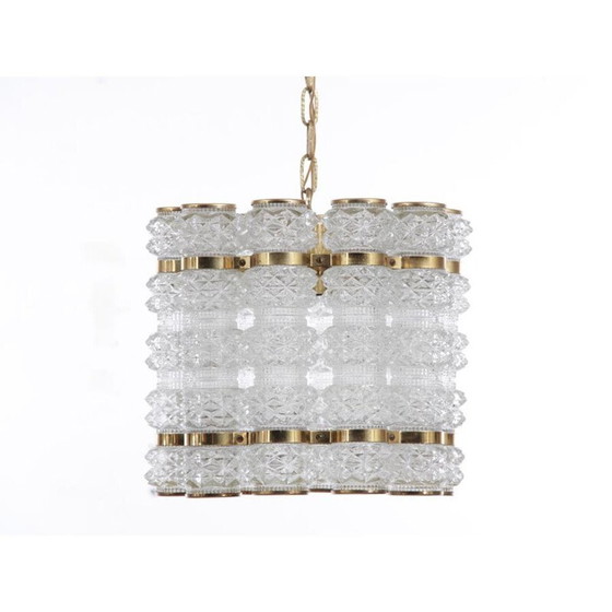 Image 1 of Vintage Scandinavian pendant lamp in crystal by Carl Fagerlund - 1960s