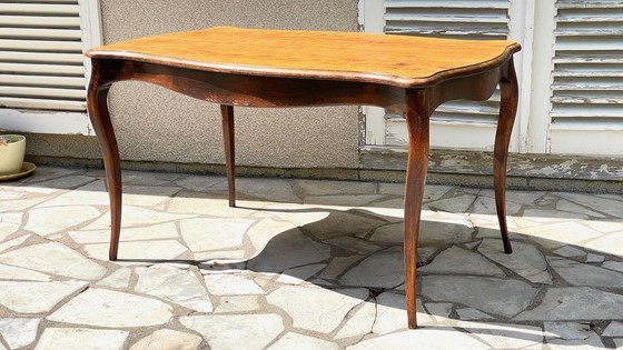 Image 1 of Solid wood table with curved legs France