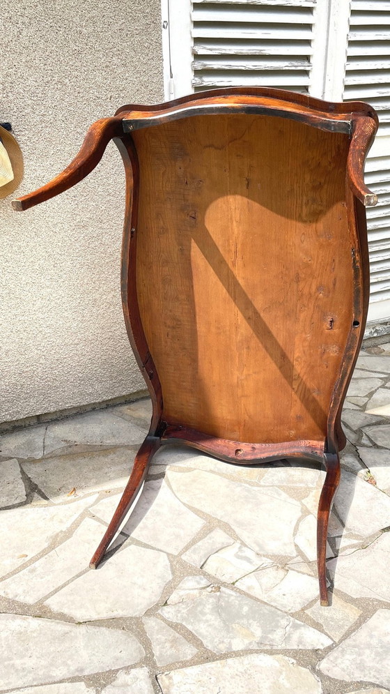 Image 1 of Solid wood table with curved legs France