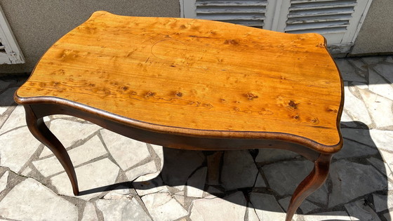 Image 1 of Solid wood table with curved legs France