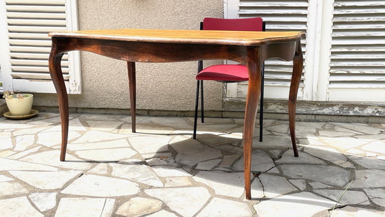 Image 1 of Solid wood table with curved legs France