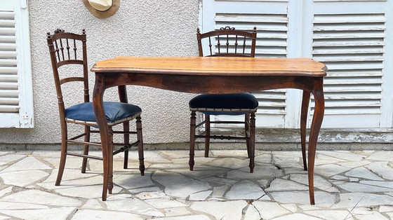 Image 1 of Solid wood table with curved legs France