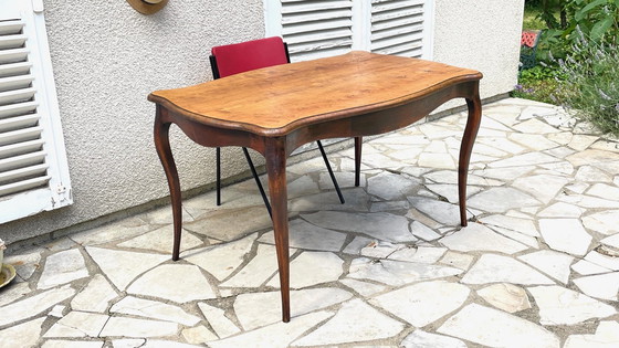 Image 1 of Solid wood table with curved legs France