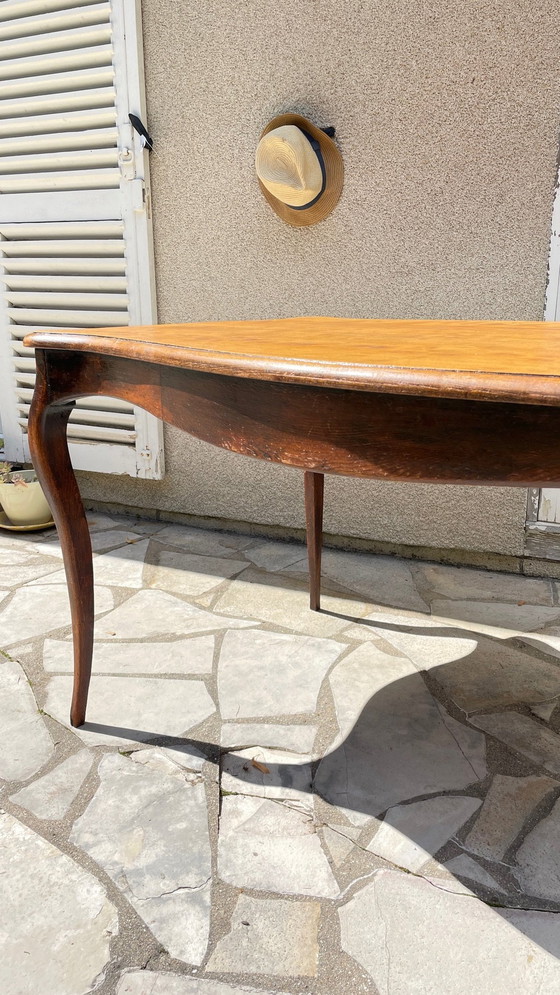 Image 1 of Solid wood table with curved legs France