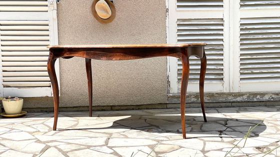 Image 1 of Solid wood table with curved legs France