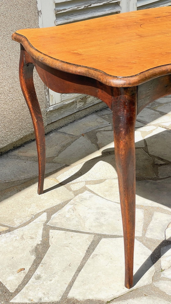 Image 1 of Solid wood table with curved legs France