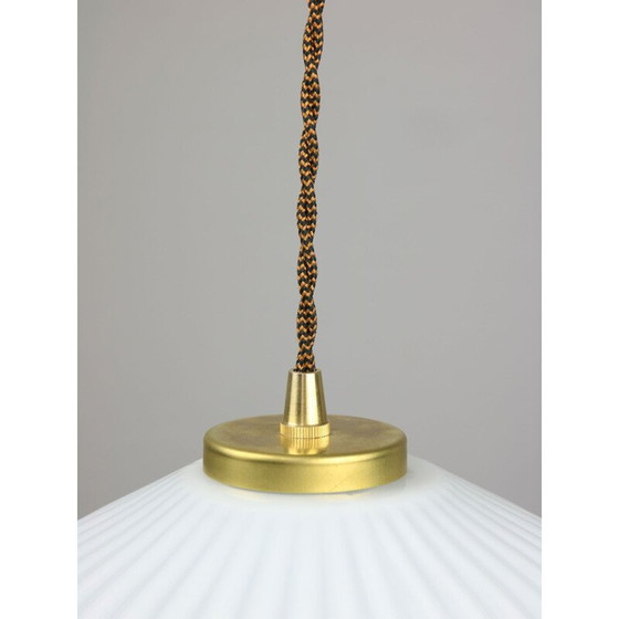 Image 1 of Vintage opal glass and brass pendant lamp