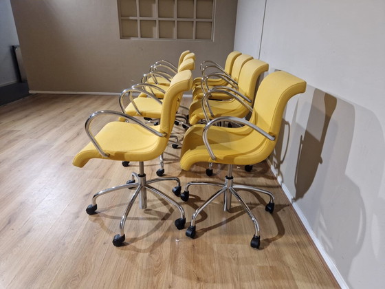 Image 1 of 8X Lensvelt Flag Office Chairs - Dining Chairs - Yellow - Design Gerard Van Den Berg