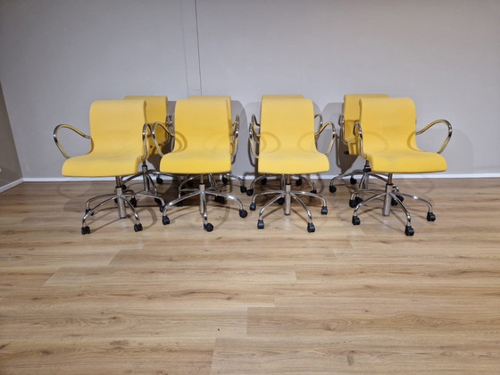 Image 1 of 8X Lensvelt Flag Office Chairs - Dining Chairs - Yellow - Design Gerard Van Den Berg