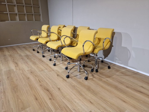 8X Lensvelt Flag Office Chairs - Dining Chairs - Yellow - Design Gerard Van Den Berg