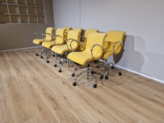 Image 1 of 8X Lensvelt Flag Office Chairs - Dining Chairs - Yellow - Design Gerard Van Den Berg