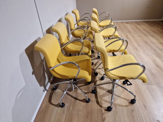 Image 1 of 8X Lensvelt Flag Office Chairs - Dining Chairs - Yellow - Design Gerard Van Den Berg