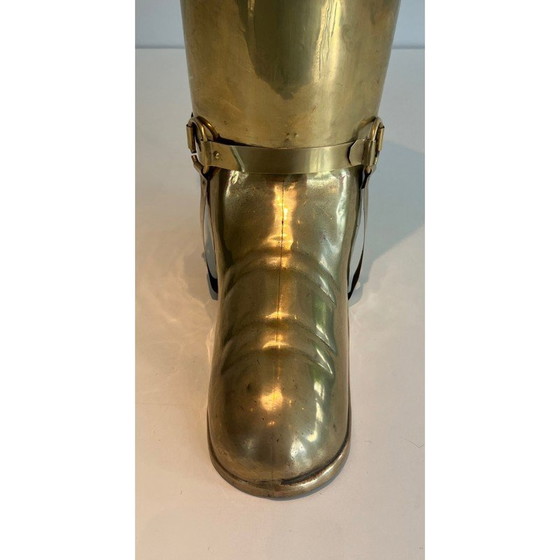 Image 1 of Vintage brass umbrella stand in the shape of a boot