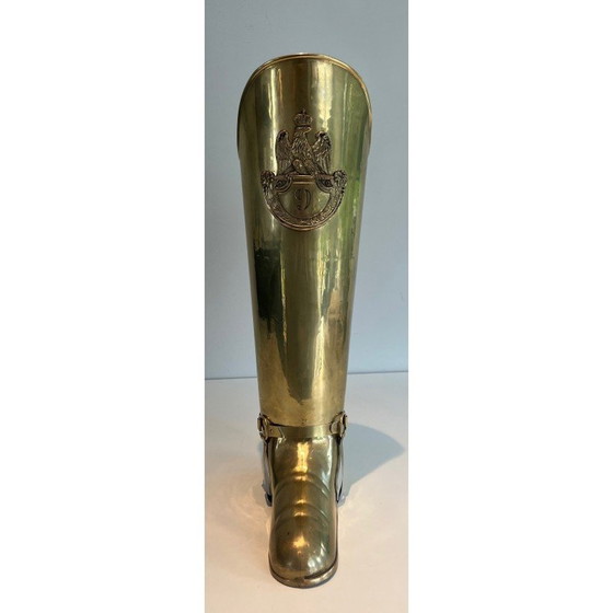 Image 1 of Vintage brass umbrella stand in the shape of a boot