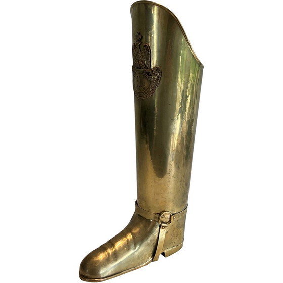 Image 1 of Vintage brass umbrella stand in the shape of a boot