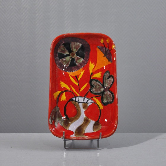 Image 1 of Elio Schiavon - Grandi tasche vuote Decor Ceramica e fiori Italia anni &#39;50